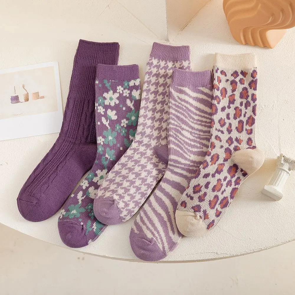 Purple Flowers Houndstooth Design Women Socks Stripe Tube Socks Japanese College Style Retro Type geometry Women's Socks
Purple Flowers Houndstooth Design Women Socks Stripe Tube Socks Japanese College Style Retro Type geometry Women's Socks