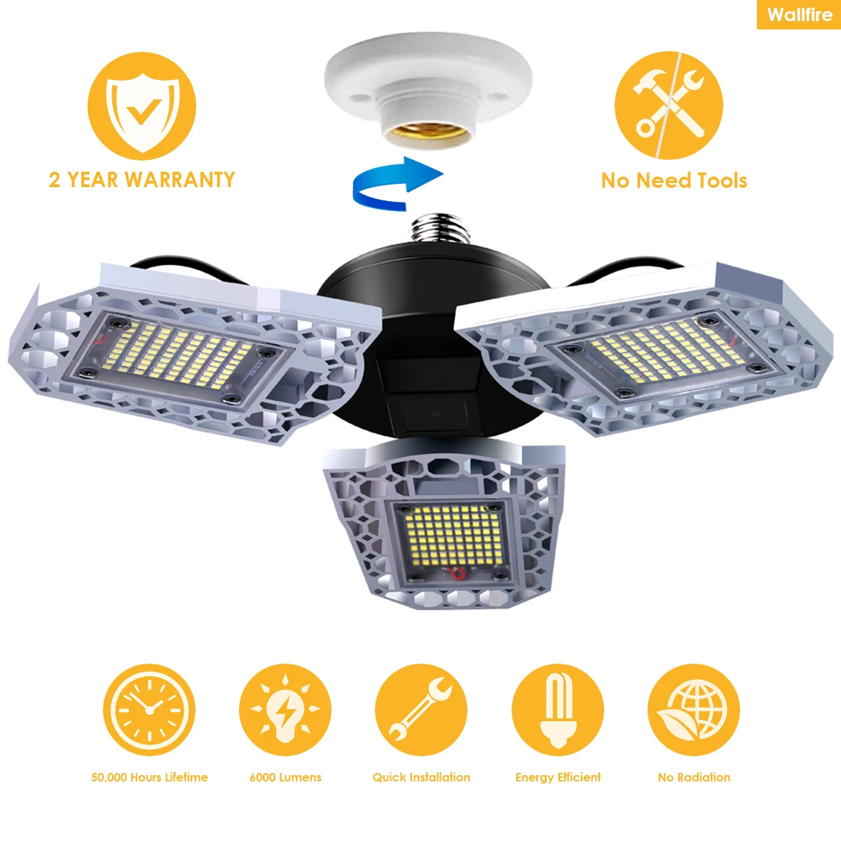 E26/E27 светодиодный гаражный светильник 60 Вт 6000 лм, деформируемый гаражный светильник с 3 регулируемыми светодиодными головками для склада, п... 
E26/E27 светодиодный гаражный светильник 60 Вт 6000 лм, деформируемый гаражный светильник с 3 регулируемыми светодиодными головками для склада, п...