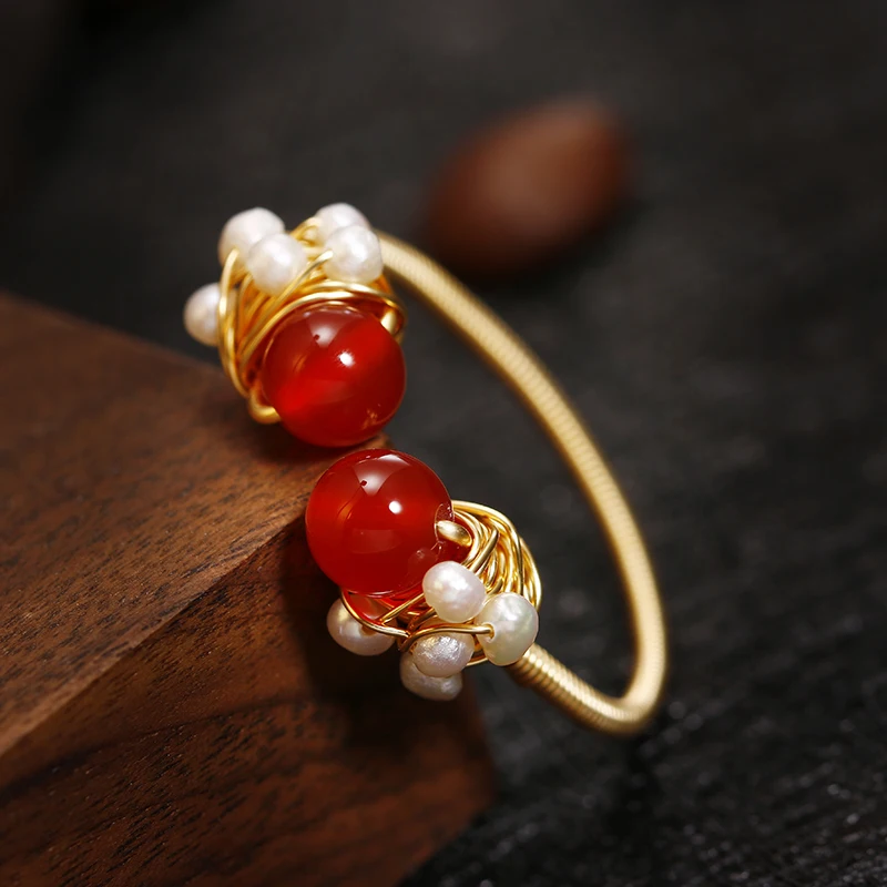 Original Handmade 14K Gold Filled Natural Freshwater Pearl Red Agate Ladies Ring Jewelry For Women Open Engagement Rings Gift
Original Handmade 14K Gold Filled Natural Freshwater Pearl Red Agate Ladies Ring Jewelry For Women Open Engagement Rings Gift