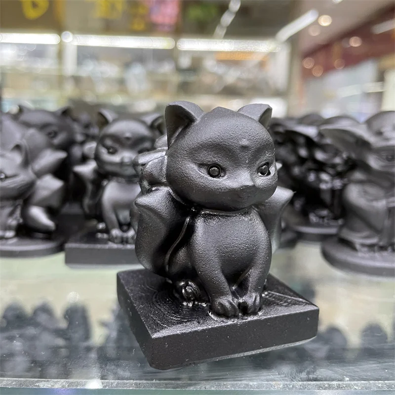 Натуральный черный обсидиан, девятихвостая лиса, ручная резка, драгоценные камни для дома, свадебное украшение, полированный кристалл
Натуральный черный обсидиан, девятихвостая лиса, ручная резка, драгоценные камни для дома, свадебное украшение, полированный кристалл