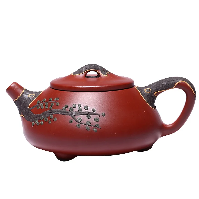 Yixing mine Dahongpao purple clay teapot hand painted pine needle stone ladle pot Kung Fu tea pot 
Yixing mine Dahongpao purple clay teapot hand painted pine needle stone ladle pot Kung Fu tea pot