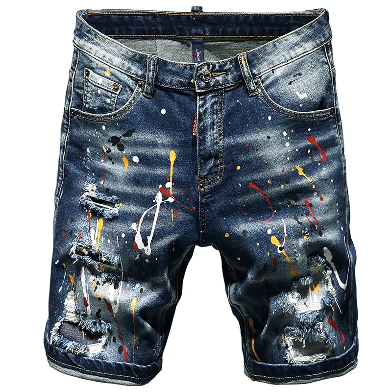 New Men's Male Summer Painted Ripped Denim Shorts Streetwear Slim Holes Stretch Jeans Breeches trousers
New Men's Male Summer Painted Ripped Denim Shorts Streetwear Slim Holes Stretch Jeans Breeches trousers
