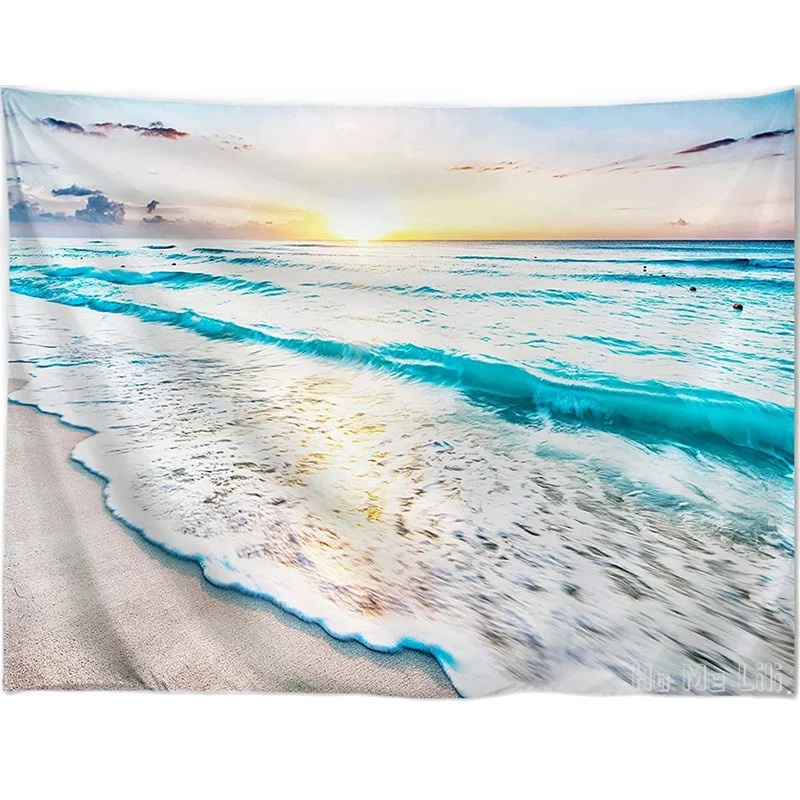

Beach Sunset Wave Hawaii Tropical Nature Scenery By Ho Me Lili Tapestry Wall Hanging For Bedroom Living Room Dorm Decor