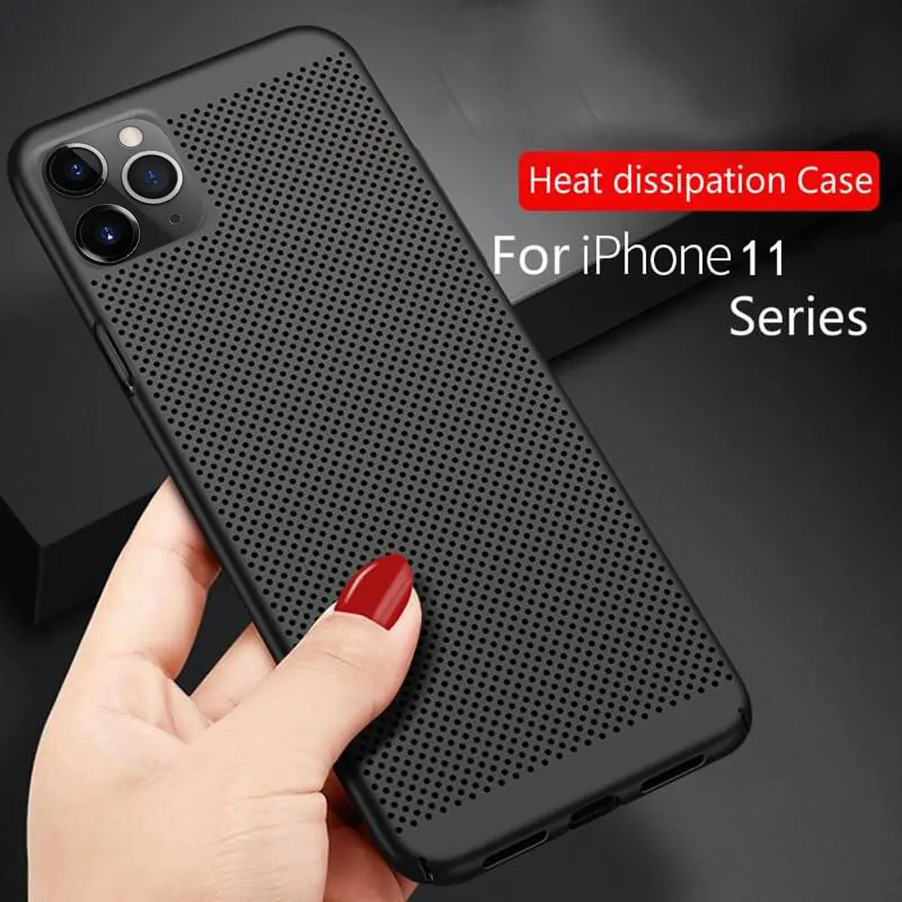 LAPOPNUT Ultra Thin Case Honeycomb Heat Dissipation Back Cover for Iphone 11 Pro Max X Xs 8 7 Plus 6 6s 5 5s SE Hard PC Coque |