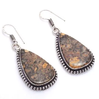 Genuine Leopardskin Jasper Earrings Silver Overlay over Copper , Hand made Women Jewelry Gift, 50 mm, E6362
Genuine Leopardskin Jasper Earrings Silver Overlay over Copper , Hand made Women Jewelry Gift, 50 mm, E6362