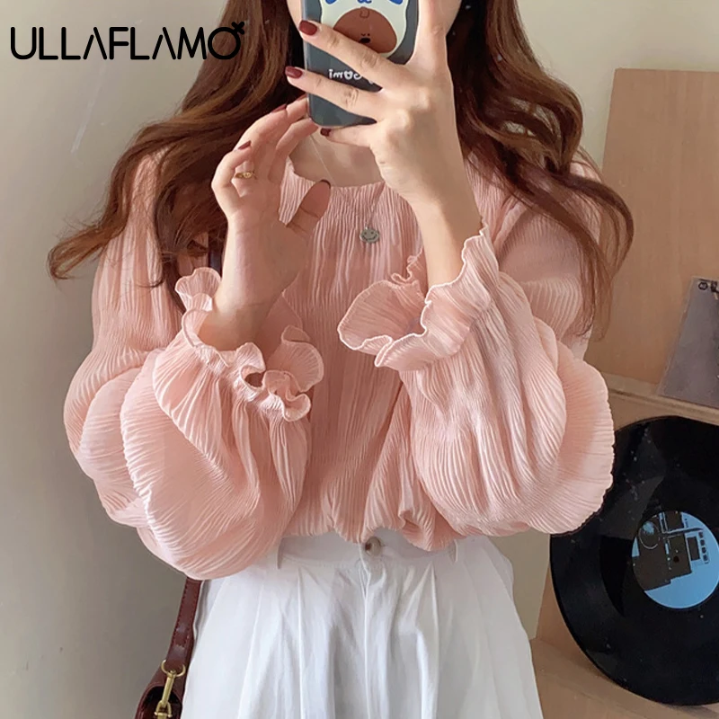 Summer Round Neck Long Sleeve T-Shirt Women Mesh Top Draped Loose Chiffon Blouse Korean Ruffle Tees Base Clothes Femme Tshirt
Summer Round Neck Long Sleeve T-Shirt Women Mesh Top Draped Loose Chiffon Blouse Korean Ruffle Tees Base Clothes Femme Tshirt