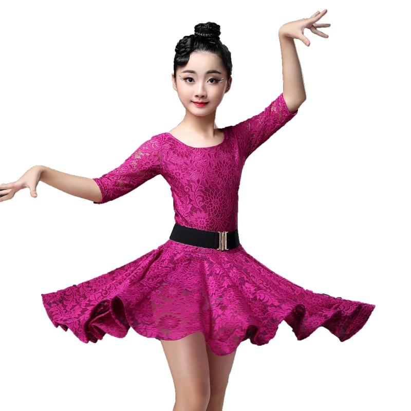 

Lace Children Kids Latin Practice Dance Wear Dancewear Competition Dress Tango Flamengo Ballroom Salsa Rumba Cha Cha for Girls