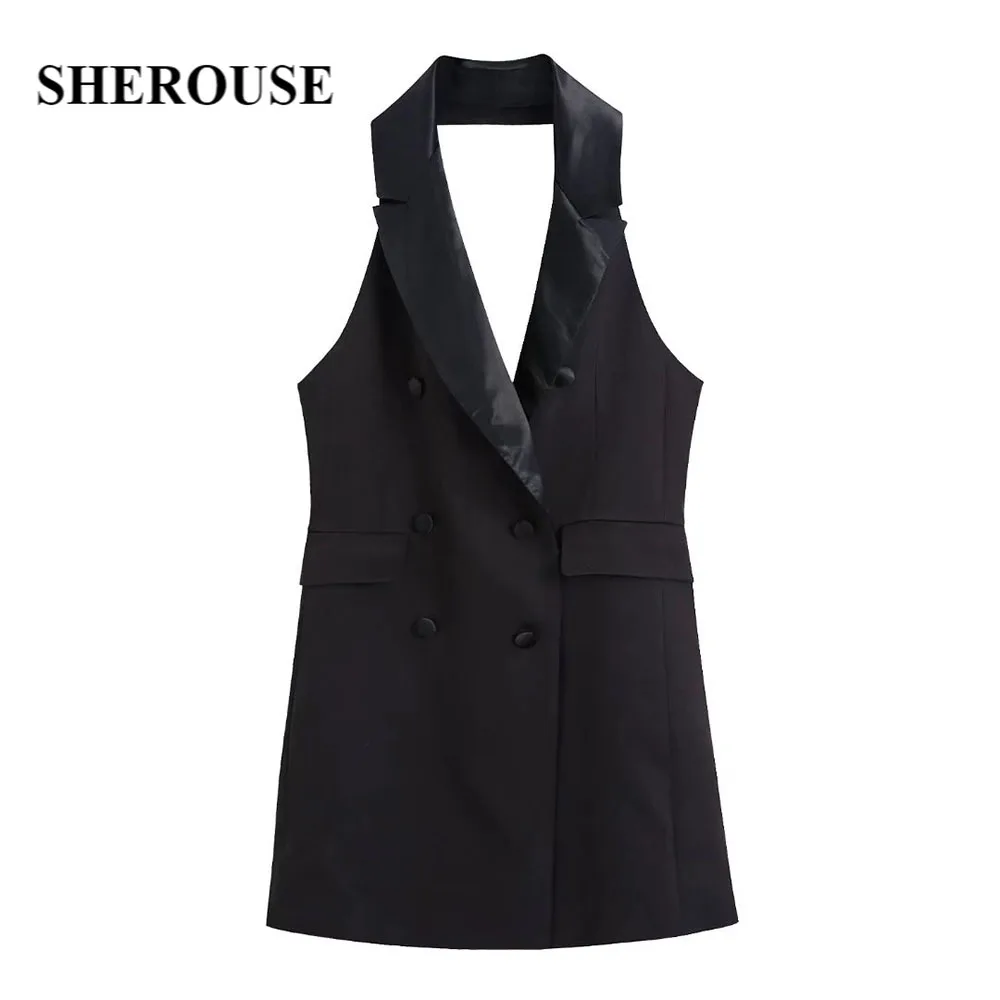 Женское платье-жилет Sherouse, модное двубортное платье с атласным воротником с отворотом, элегантное короткое мини-платье
Женское платье-жилет Sherouse, модное двубортное платье с атласным воротником с отворотом, элегантное короткое мини-платье