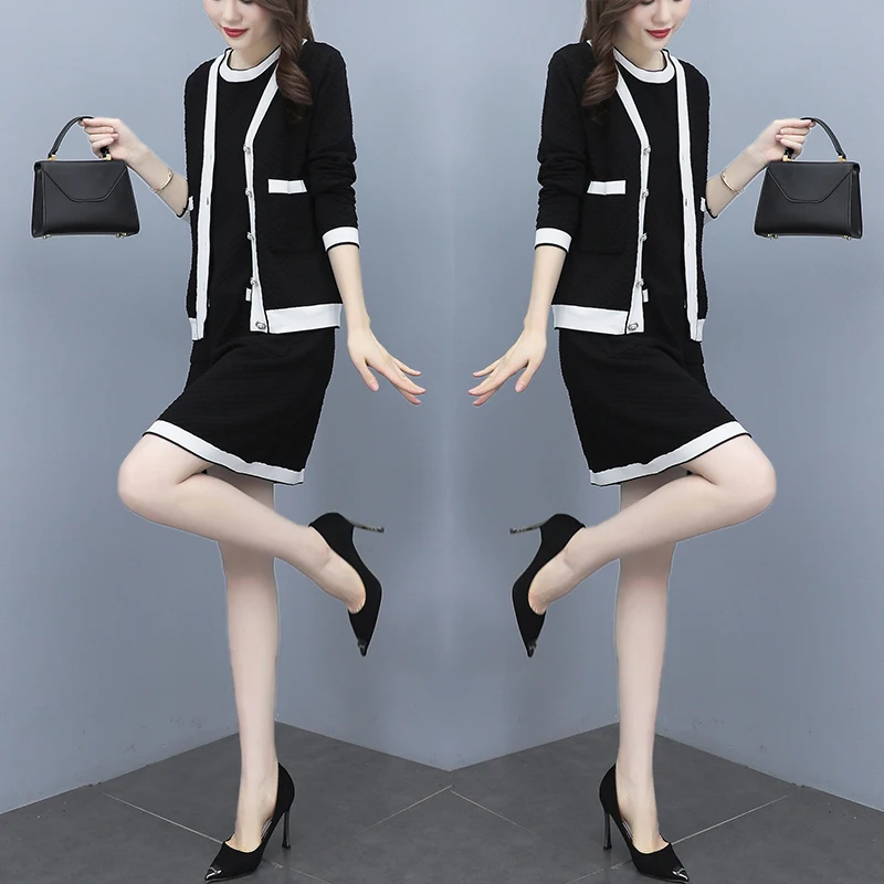 Knitted Cardigan Jacket And Small Fragrance Dress Two-piece Suit Vestido De Muje Dress Ensemble Femme Survetement Clothes
Knitted Cardigan Jacket And Small Fragrance Dress Two-piece Suit Vestido De Muje Dress Ensemble Femme Survetement Clothes