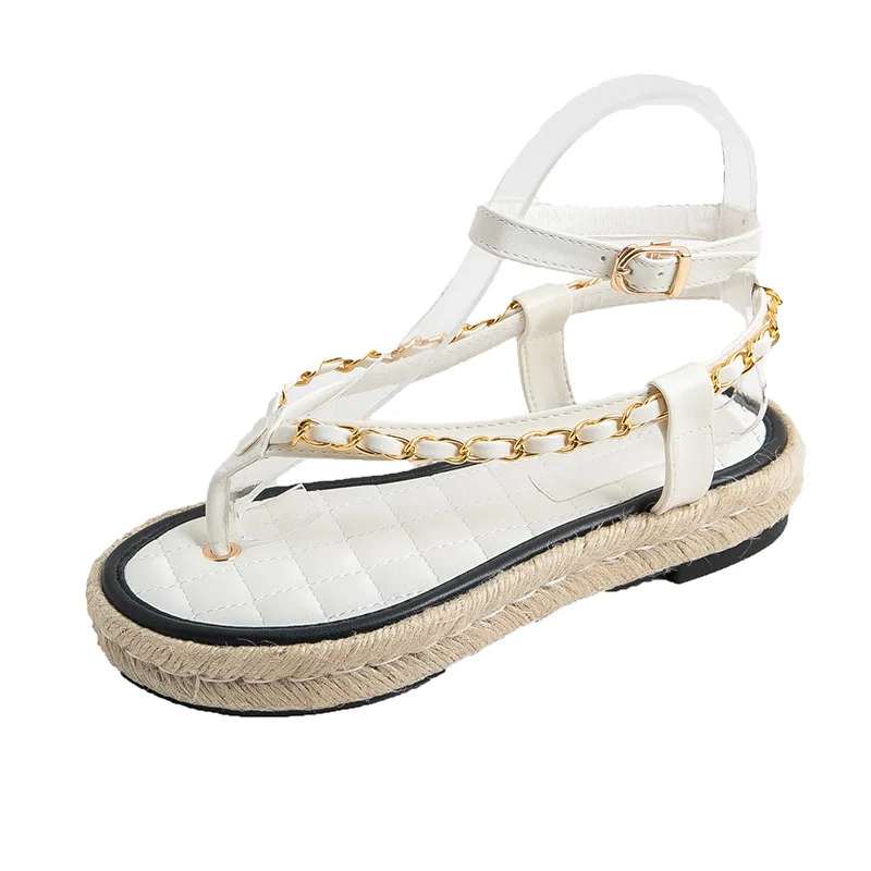 Women's Shoes Fisherman Shoes Small Fragrant Wind Flip-Flops Metal Chain Hemp Rope Straw Woven Sandals Women's Flat Sandals
Women's Shoes Fisherman Shoes Small Fragrant Wind Flip-Flops Metal Chain Hemp Rope Straw Woven Sandals Women's Flat Sandals