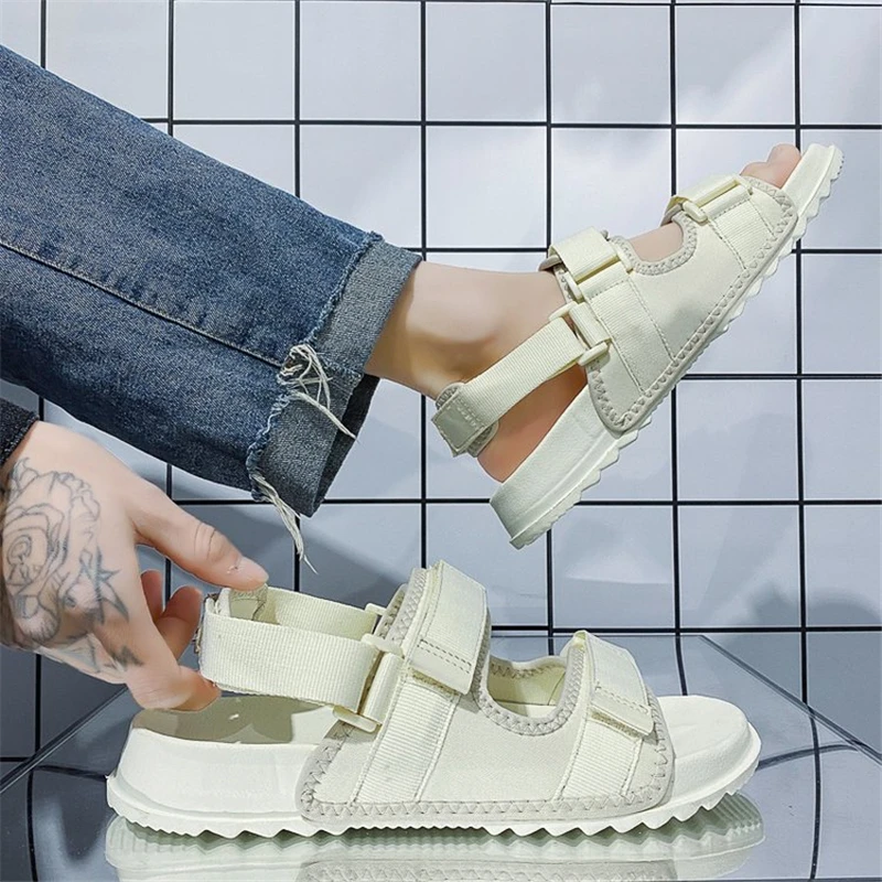 High Fashion Men Solid Color Sandals Youth Lazy Beach Shoes Handmade Outdoor Male Summer Velcro Non-Slip Soft Sole Slippers
High Fashion Men Solid Color Sandals Youth Lazy Beach Shoes Handmade Outdoor Male Summer Velcro Non-Slip Soft Sole Slippers