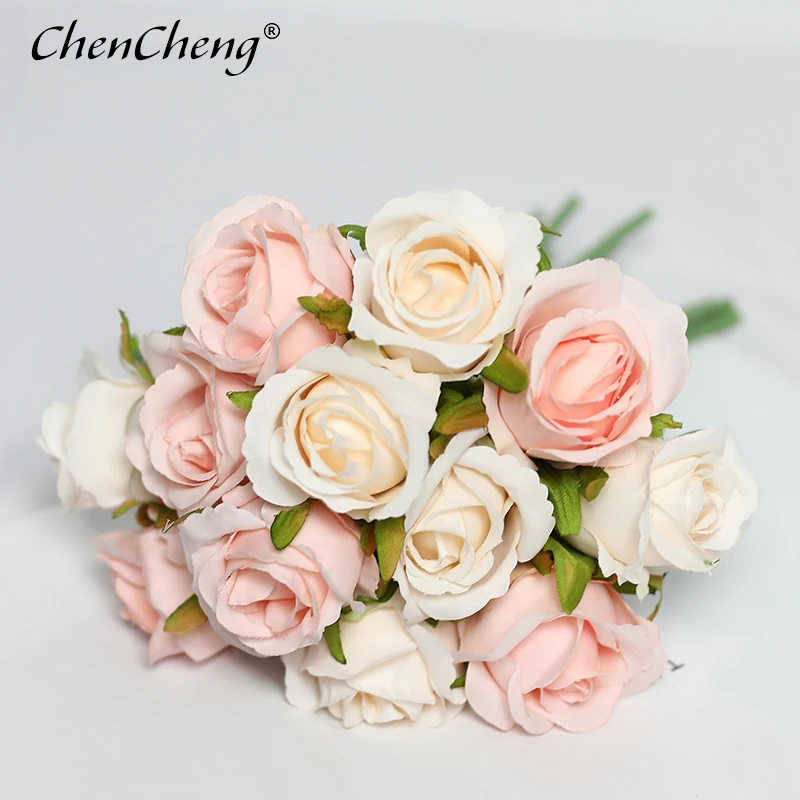 CHENCHENG 12 шт./лот искусственные розы свадебный букет Шелковый Искусственный цветок