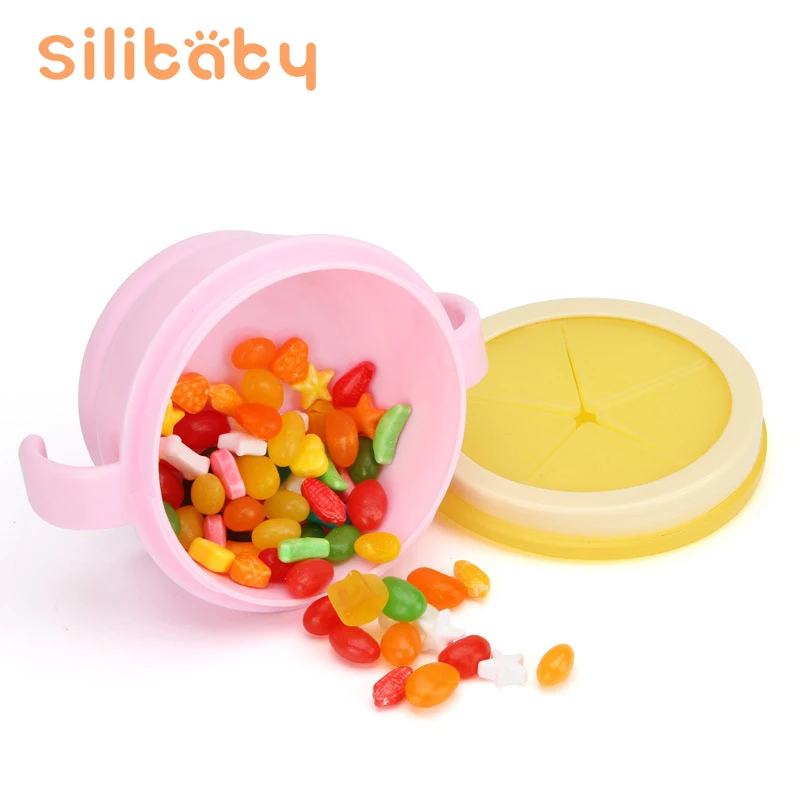 

Silibaby Children Anti-spilling Bowls Baby Food Box Double Handle Baby Snacks Cans Safety Barrier Children Snack Bowl Snack Cup