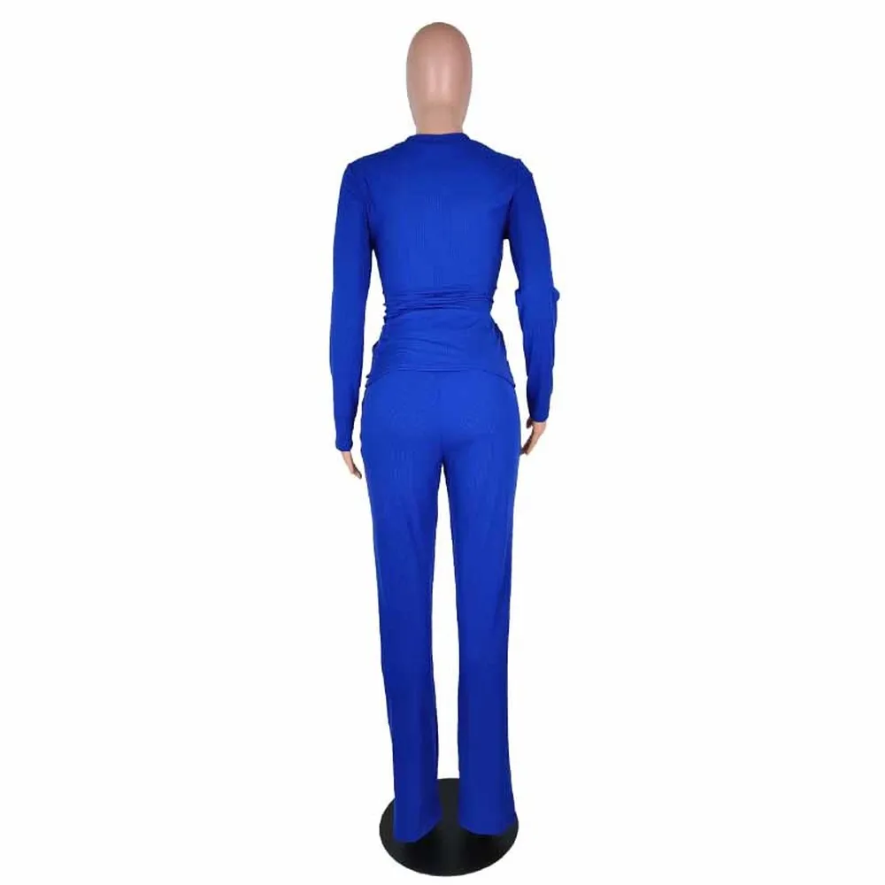 Ribbed Knitted Tracksuit Women's Set Tie Up Long Sleeve Slim T Shirt and Pockets Straight Pant 2 Piece Club Outfit Matching Set
Ribbed Knitted Tracksuit Women's Set Tie Up Long Sleeve Slim T Shirt and Pockets Straight Pant 2 Piece Club Outfit Matching Set