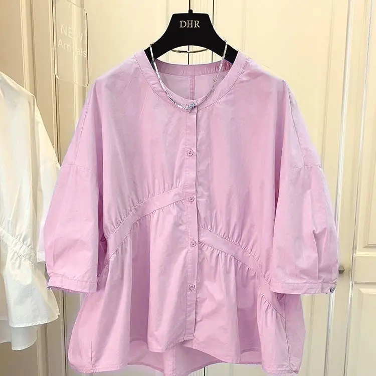 Pure cotton Korean loose asymmetric fold stitching baby shirt tops 2021 spring and summer new P3 1174 
Pure cotton Korean loose asymmetric fold stitching baby shirt tops 2021 spring and summer new P3 1174