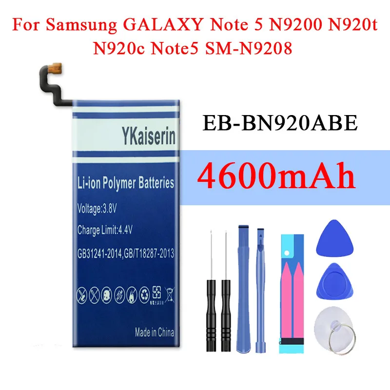 EB-BN920ABE батарея для Samsung GALAXY Note 5 N9200 N920t N920c Note5 SM-N9208 EB-BN920ABA телефон 4600 мАч +