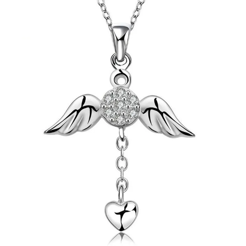 Fashion Exquisite Inlaid Rhinestone Wings Love Heart Pendant Necklace for Ladies Temperament Clavicle Chain Jewelry
Fashion Exquisite Inlaid Rhinestone Wings Love Heart Pendant Necklace for Ladies Temperament Clavicle Chain Jewelry