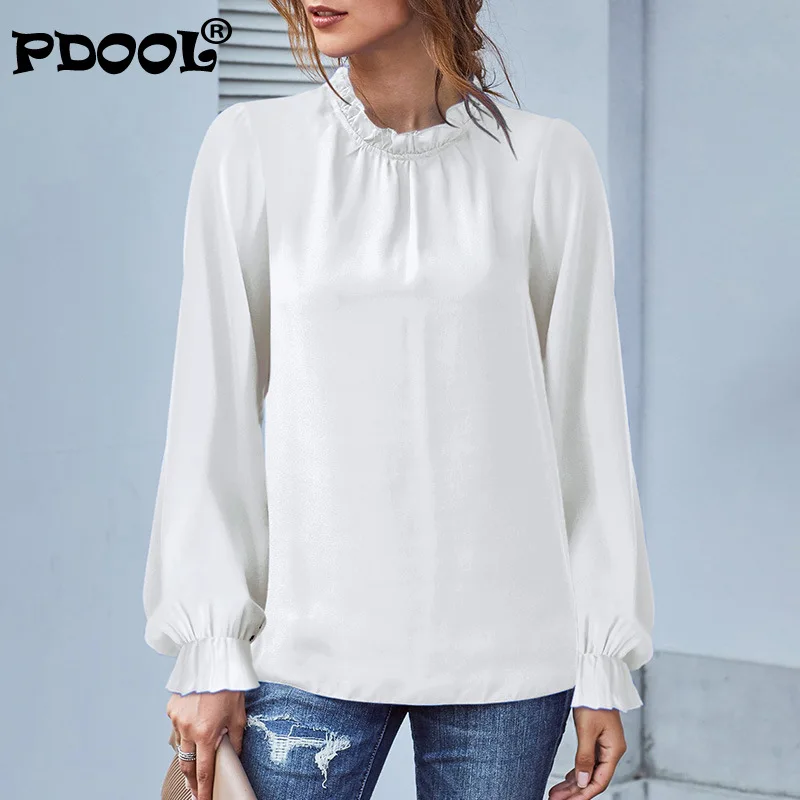 European and American Pure Color Chiffon Blouse Women's Autumn 2022 New Ruffle Round Neck Lantern Sleeve Blouse Women
European and American Pure Color Chiffon Blouse Women's Autumn 2022 New Ruffle Round Neck Lantern Sleeve Blouse Women