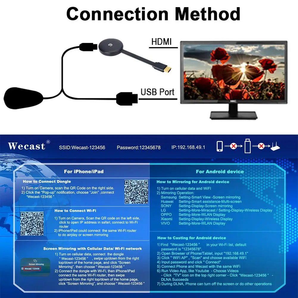 G2 TV Stick HDMI-compatible TV Stick MiraScree 4.6 Mobile phone Same screen Support USB Mirroring Ultra HDTV
G2 TV Stick HDMI-compatible TV Stick MiraScree 4.6 Mobile phone Same screen Support USB Mirroring Ultra HDTV