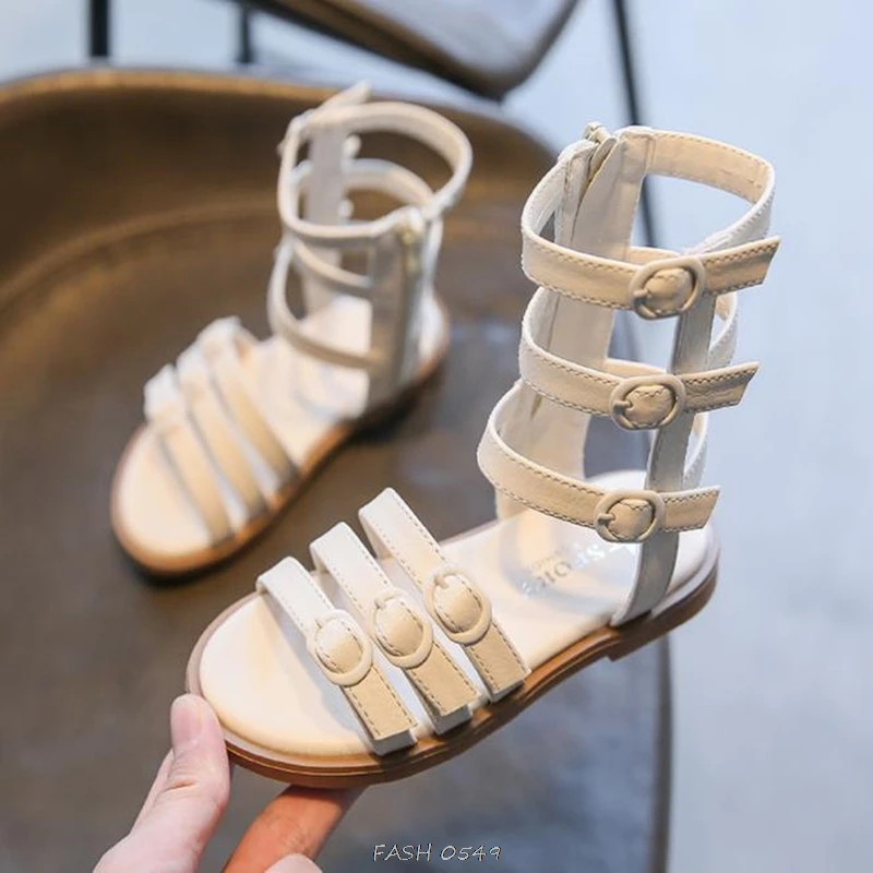 Новые летние детские сандалии в римском стиле Обувь с высоким берцем для девочек