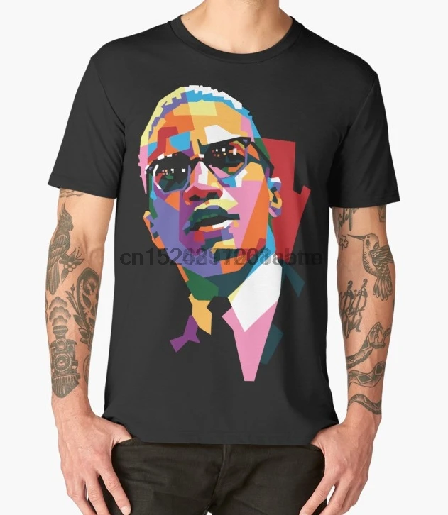 Мужская футболка с принтом хлопковая Футболка круглым вырезом Malcolm X женская