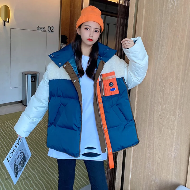 Single Breasted Patchwork Cotton Outerwear Women's Splicing Loose New Winter Warm Thickened Padded Jacket Parka Coat
Single Breasted Patchwork Cotton Outerwear Women's Splicing Loose New Winter Warm Thickened Padded Jacket Parka Coat