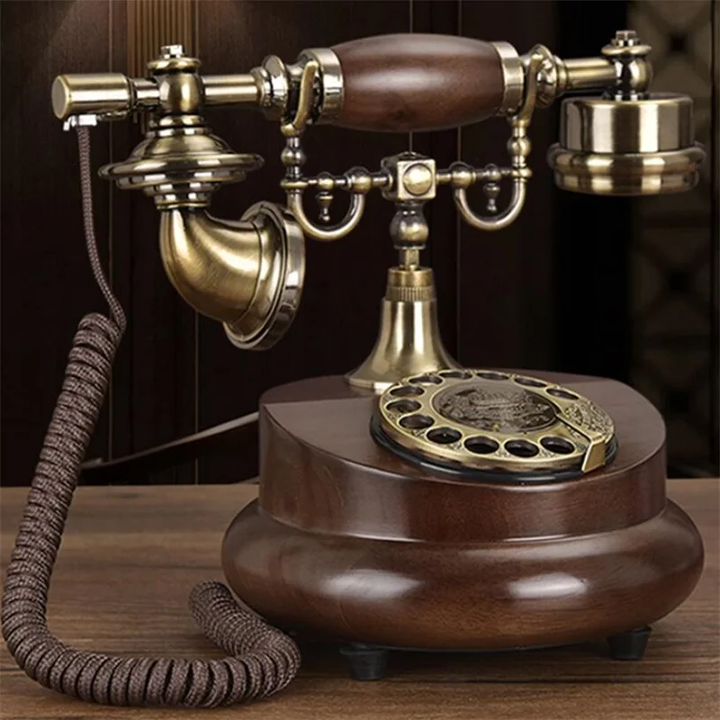 

Antique Corded Telephone Resin Fixed Digital Retro Phone Button Dial Vintage Decorative Rotary Dial Telephones Landline for Home