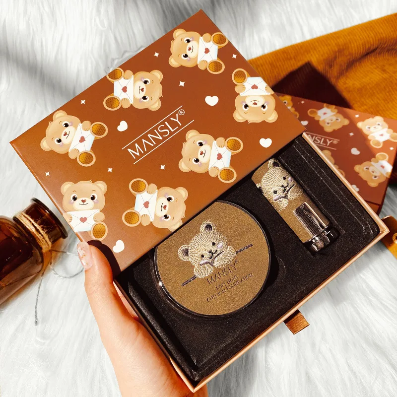 Lucky cute bear BB cream concealer foundation makeup set three-color velvet lipstick gas cushion natural cosmetics makeup kit
Lucky cute bear BB cream concealer foundation makeup set three-color velvet lipstick gas cushion natural cosmetics makeup kit