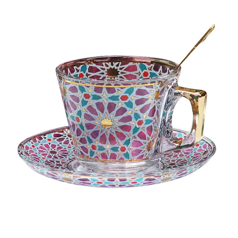 Glass Cups & Saucers With Spoon Gold Handle Mugs Birthday Presents Wedding Gifts Luxury Turkish Style Kitchenware 200ML
Glass Cups & Saucers With Spoon Gold Handle Mugs Birthday Presents Wedding Gifts Luxury Turkish Style Kitchenware 200ML