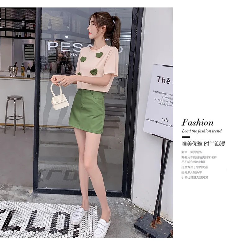 2020 summer dress new T-shirt undershirt collage three-dimensional love texture short sleeve jacket + skirt suit tide
2020 summer dress new T-shirt undershirt collage three-dimensional love texture short sleeve jacket + skirt suit tide