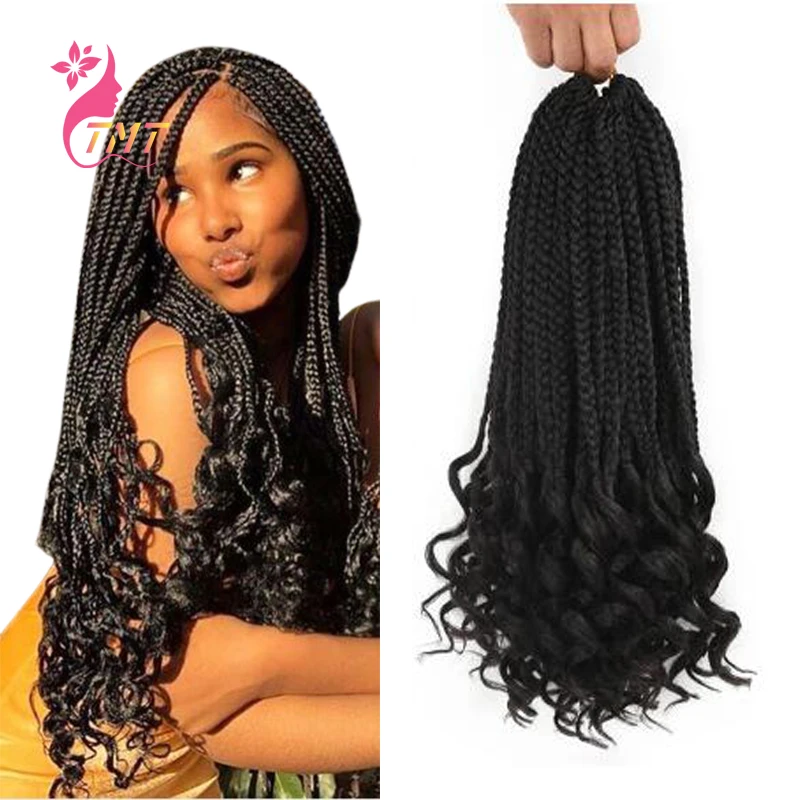 TMT Box Braids Crochet Hair Synthetic Curly Ends Hair Extension 18 Inch 22 Stands Ombre Brown Braiding Hair For Black Women
TMT Box Braids Crochet Hair Synthetic Curly Ends Hair Extension 18 Inch 22 Stands Ombre Brown Braiding Hair For Black Women