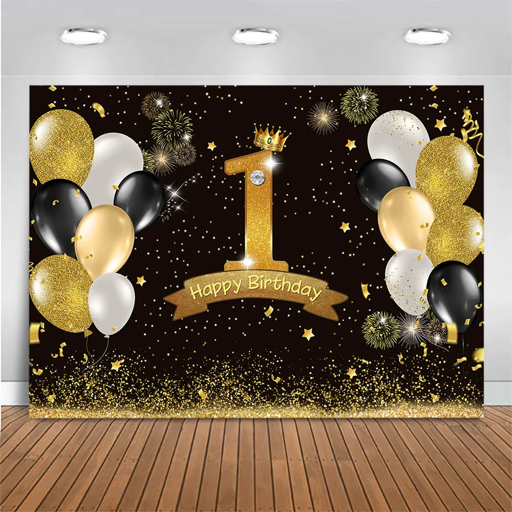 Baby Happy 1st Birthday Backdrop Balloon Crown Golden Glitter Birthday Party Background Photo Shoot Little Star Photo Background
Baby Happy 1st Birthday Backdrop Balloon Crown Golden Glitter Birthday Party Background Photo Shoot Little Star Photo Background