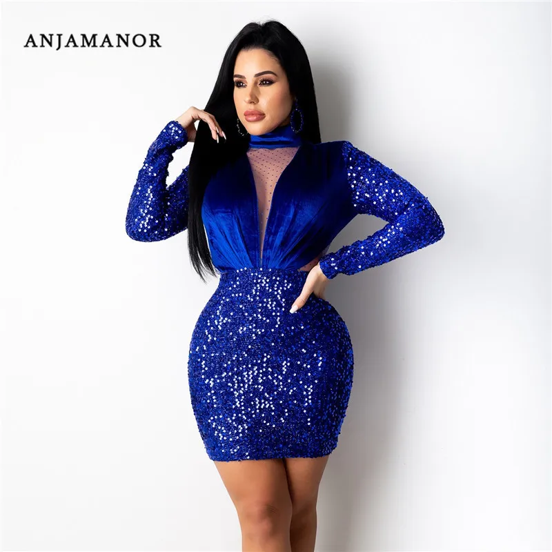 ANJAMANOR Birthday Party Club Dresses for Women 2020 Fall Winter Velvet Mesh Sequin Long Sleeve Short Dress Plus Size D29-DF52
ANJAMANOR Birthday Party Club Dresses for Women 2020 Fall Winter Velvet Mesh Sequin Long Sleeve Short Dress Plus Size D29-DF52