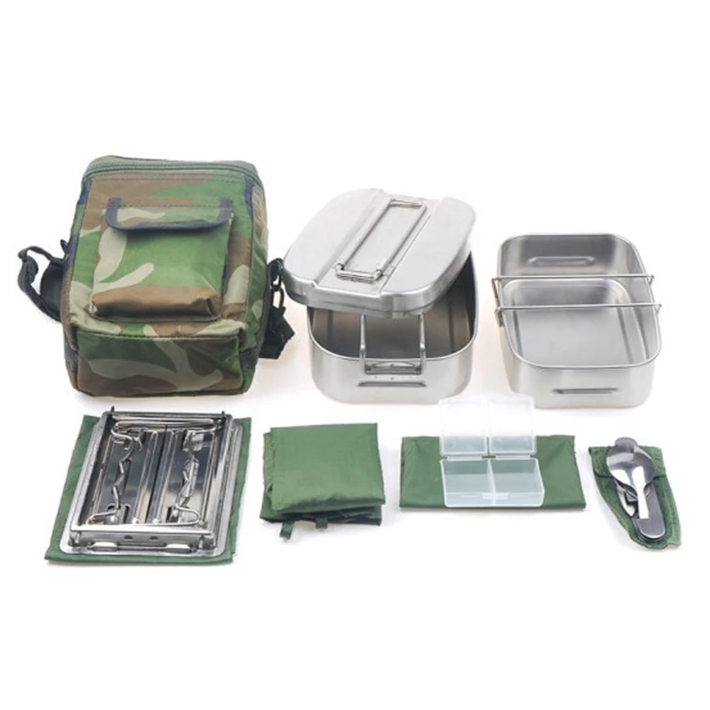Military Canteen Cookware Set Camping Canteen Mess Kit Stainless Steel Canteen with Mess Tin Lid Stove Spoon Fork Molle Pouch
Military Canteen Cookware Set Camping Canteen Mess Kit Stainless Steel Canteen with Mess Tin Lid Stove Spoon Fork Molle Pouch
