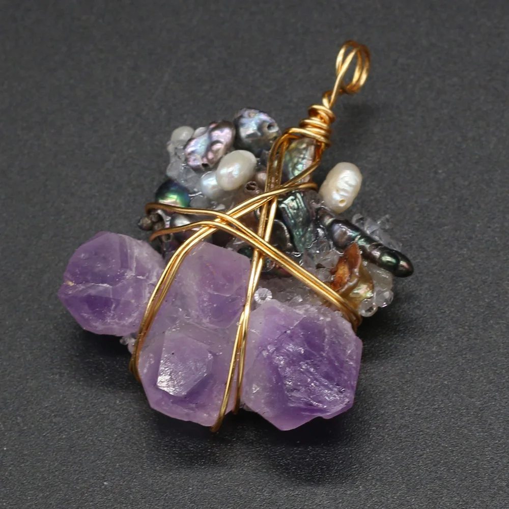 Reiki Healing Jewelry Pendant Matural Stone Quartz Mineral Wire Wrapped Amethysts Pearl Charms for Handmade DIY Necklace Gift
Reiki Healing Jewelry Pendant Matural Stone Quartz Mineral Wire Wrapped Amethysts Pearl Charms for Handmade DIY Necklace Gift