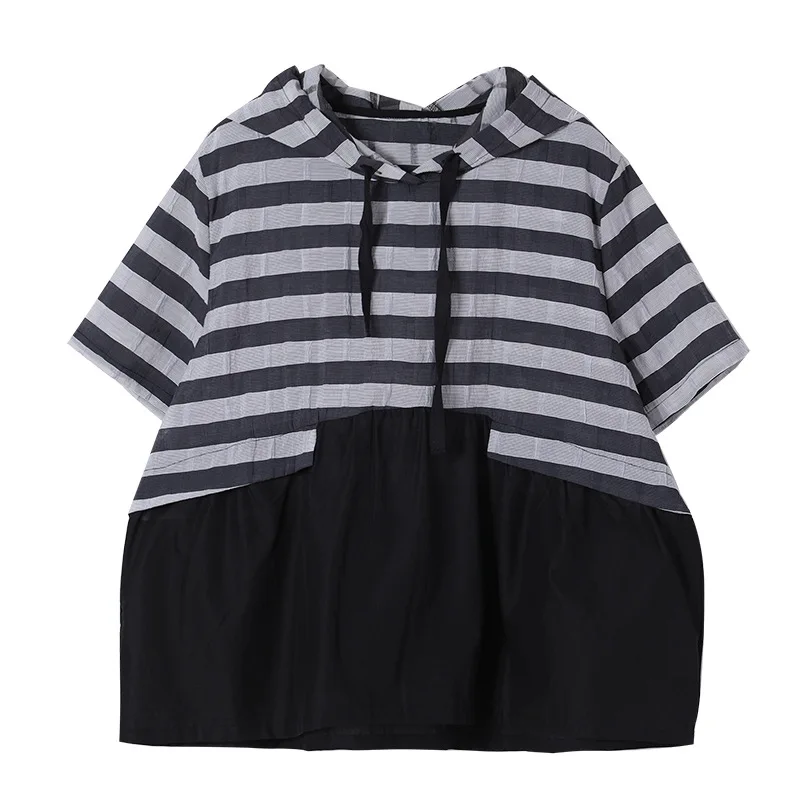 Max LuLu 2021 Japan Summer New Style Women Striped Hooded Spliced Tshirts Ladies Casual Oversized Tee Girls Short Sleeve Tops 
Max LuLu 2021 Japan Summer New Style Women Striped Hooded Spliced Tshirts Ladies Casual Oversized Tee Girls Short Sleeve Tops