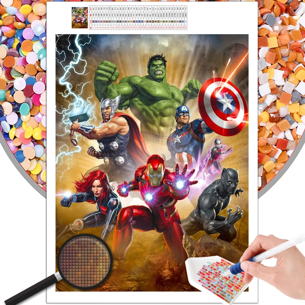 Алмазов картина с рисунком мстители от Marvel мультяшную тему Вышивка 5D DIY квадрат