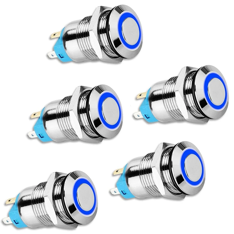 5PCS 12mm Latching Push Button Switch High Round Cap, Waterproof Metal Push Button Switch with 12V/24V Blue Light
5PCS 12mm Latching Push Button Switch High Round Cap, Waterproof Metal Push Button Switch with 12V/24V Blue Light
