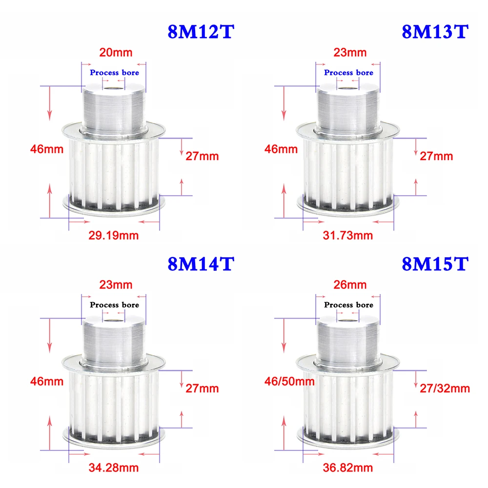 1PCS 8M 12T-18T Synchronous Wheel Aluminum Alloy Timing Belt Pulley Width 27mm 32mm
1PCS 8M 12T-18T Synchronous Wheel Aluminum Alloy Timing Belt Pulley Width 27mm 32mm
