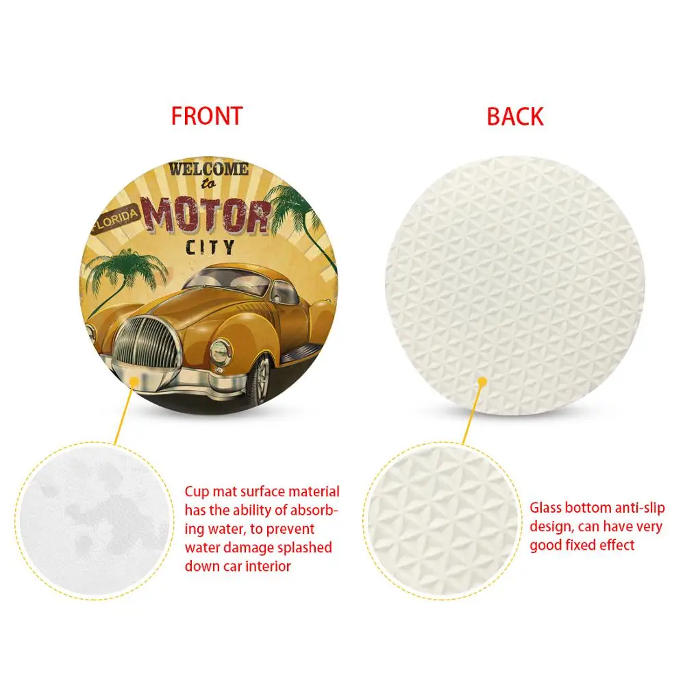 INSTANTARTS 2Pcs Retro Boho Mandala Automobile Cup Placemat Fashion Coaster Bottle Mats Drinking Holder | Автомобили и мотоциклы