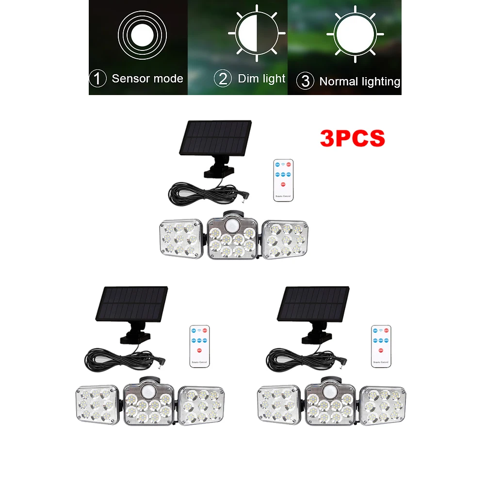 3pcs 138 led seperable remote Solar Light Outdoor Solar Lamp Powered Sunlight 3 Modes PIR Motion Sensor Garden Decor Wall Lamps
3pcs 138 led seperable remote Solar Light Outdoor Solar Lamp Powered Sunlight 3 Modes PIR Motion Sensor Garden Decor Wall Lamps