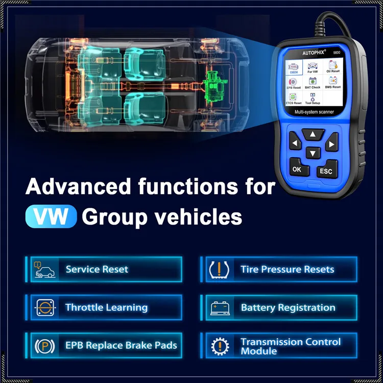Autophix 5600 Volkswagen Audi full system diagnosis EPB BMS ETCS reset oil maintenance reset
Autophix 5600 Volkswagen Audi full system diagnosis EPB BMS ETCS reset oil maintenance reset