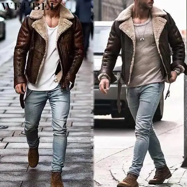 WEPBEL Long Sleeve Jacket Men's Casual Solid Slim PU Pocket Zipper Splicing Coat Winter Plush Turn-down Collar Warm Jacket
WEPBEL Long Sleeve Jacket Men's Casual Solid Slim PU Pocket Zipper Splicing Coat Winter Plush Turn-down Collar Warm Jacket
