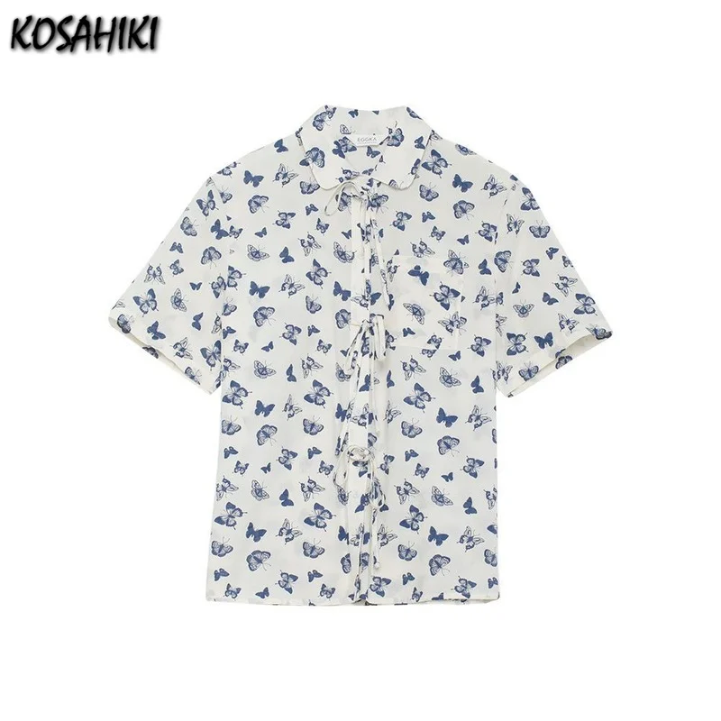 KOSAHIKI Butterfly Blouse Women Vintage Print Shirt 2021 Summer Short Sleeve Bandage Tops Elegant Korean Blusas Streetwear Chic
KOSAHIKI Butterfly Blouse Women Vintage Print Shirt 2021 Summer Short Sleeve Bandage Tops Elegant Korean Blusas Streetwear Chic