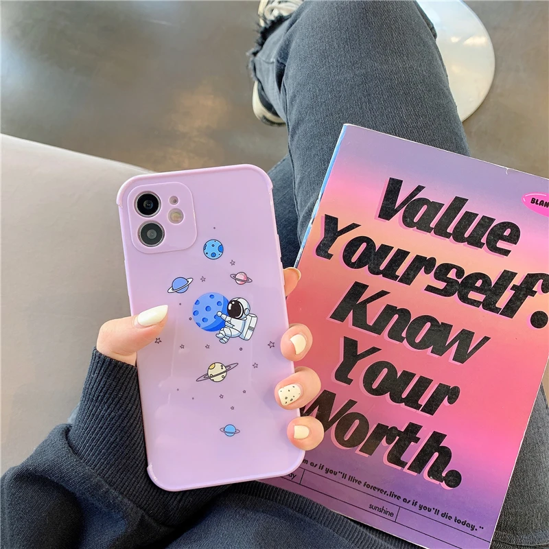 Cartoon Astronaut Phone Case For iPhone 12 Pro Max 7 8 Plus 11 Pro Max XS Max X XR SE 2020 12 Mini Candy Color Soft Back Cover
Cartoon Astronaut Phone Case For iPhone 12 Pro Max 7 8 Plus 11 Pro Max XS Max X XR SE 2020 12 Mini Candy Color Soft Back Cover