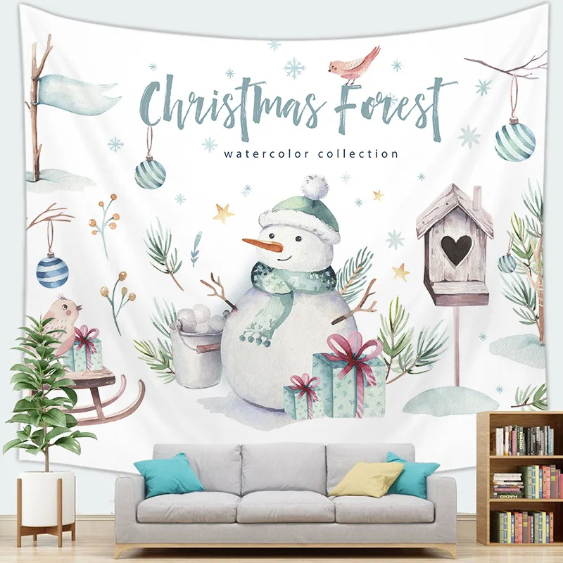 

Santa Claus Snowman Printed Tapestry Merry Christmas Bedroom Decor Wall Hanging Home Decor Aesthetic Room Witchcraft Tapestry