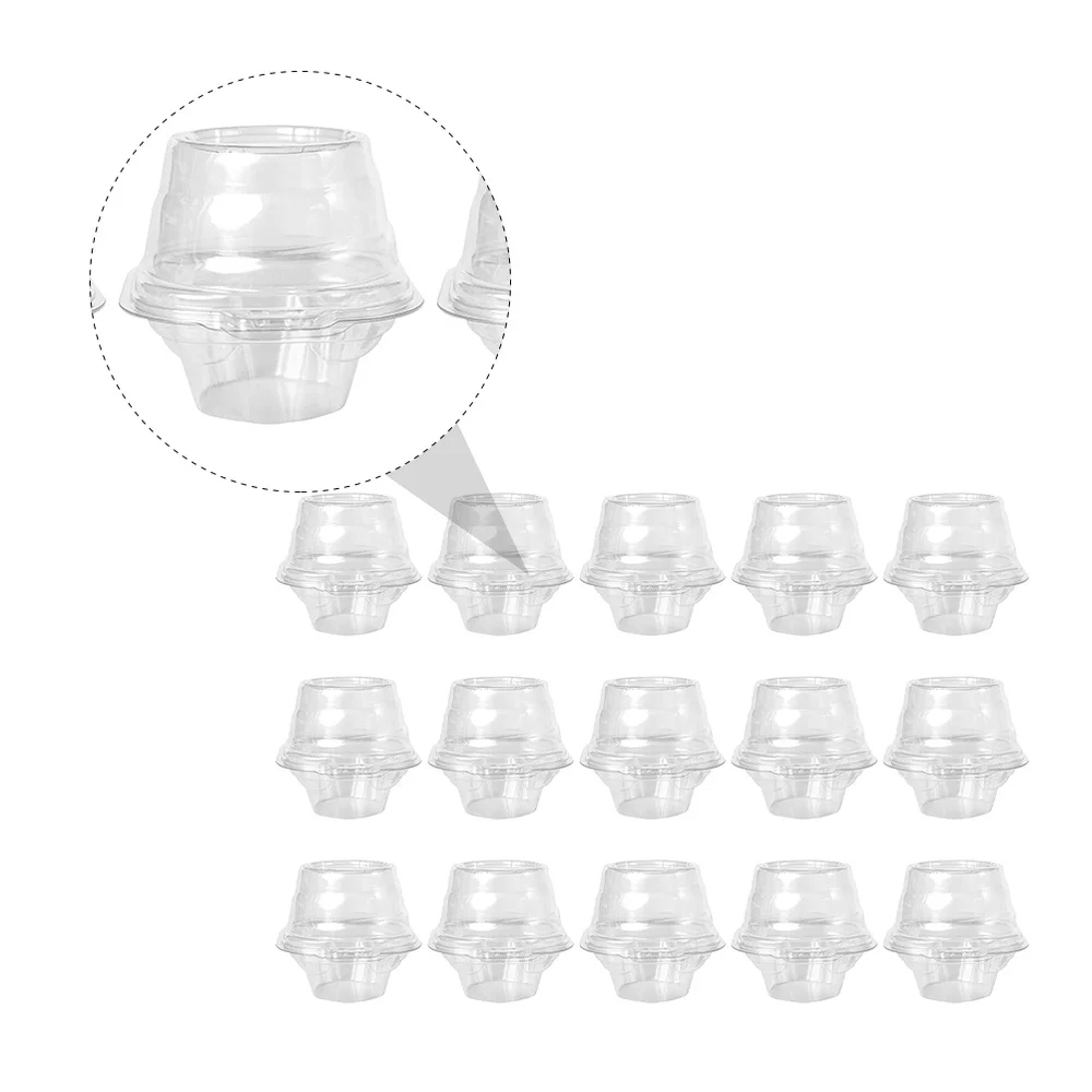 50 Pcs Transparent Cake Box Cupcake Packing Box Food Storage Container