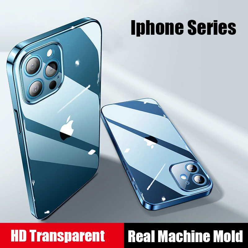 

Ультратонкий Мягкий Прозрачный чехол из ТПУ для телефона iPhone 12 Mini 11 Pro XS Max, силиконовый чехол с прямыми краями для iPhone XR 7 8 6S Plus SE2