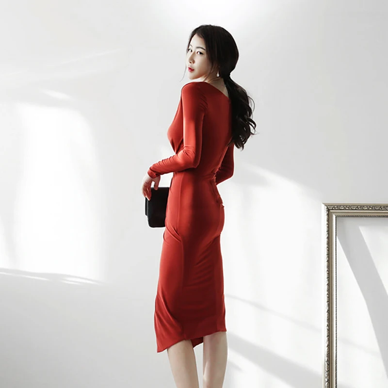 2020 Korean Fashion Autumn New Sexy Women Dress Deep V Neck Long Sleeve Dress Female Oblique Dresses
2020 Korean Fashion Autumn New Sexy Women Dress Deep V Neck Long Sleeve Dress Female Oblique Dresses