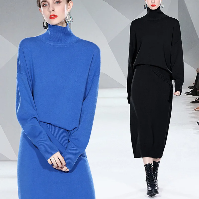 2021 Winter Fashion Women's 2 Pieces Knitted Suit Set Turtleneck Sweater And Long Skirt Female Suit With Skirt Knitwear
2021 Winter Fashion Women's 2 Pieces Knitted Suit Set Turtleneck Sweater And Long Skirt Female Suit With Skirt Knitwear